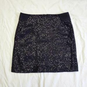 LOFT Black Wooly Sequin Skirt w/ Pockets